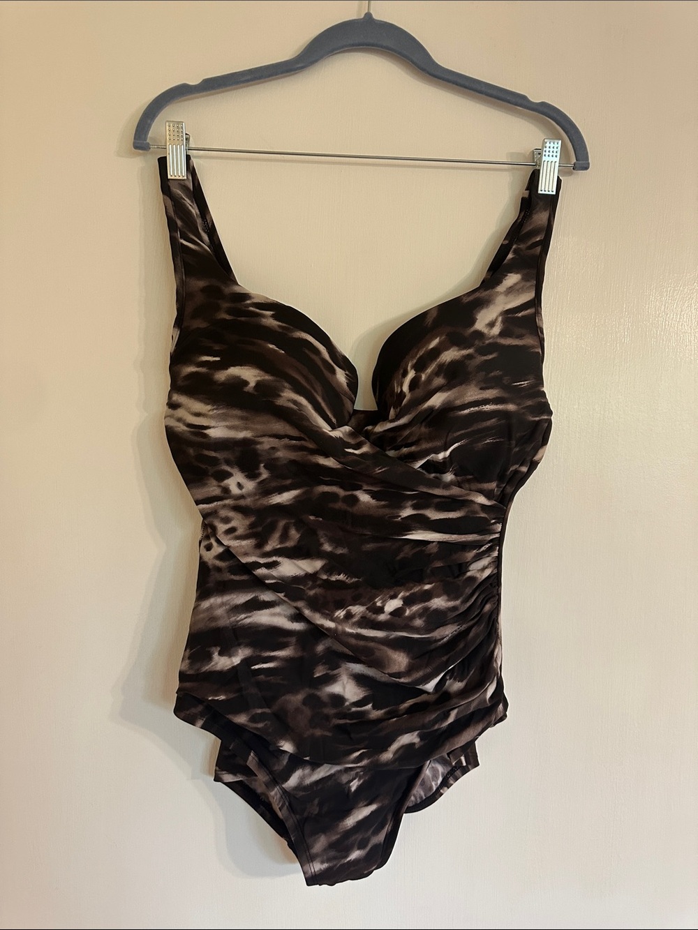 Miraclesuit Black & Taupe Abstract One-Piece Swimsuit